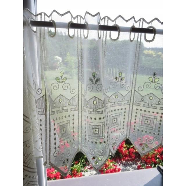 Firana zazdrostka haftowana kremowa etamina 148 – Do kuchni – zdjęcie 3