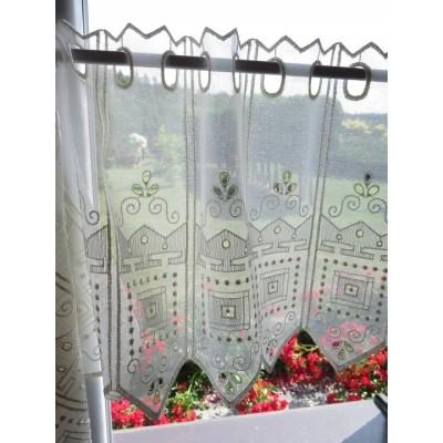 Firana zazdrostka haftowana kremowa etamina 148 – Do kuchni – zdjęcie 3