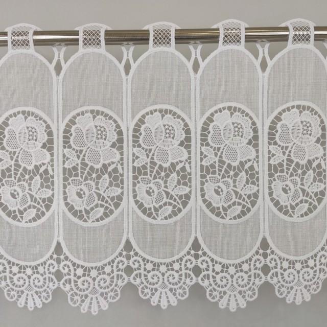 Firana zazdrostka biała z gipiurą 150 – Do kuchni – zdjęcie 1