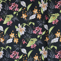 Zasłona kwiaty liście czarna 164 – Zasłony – zdjęcie 1