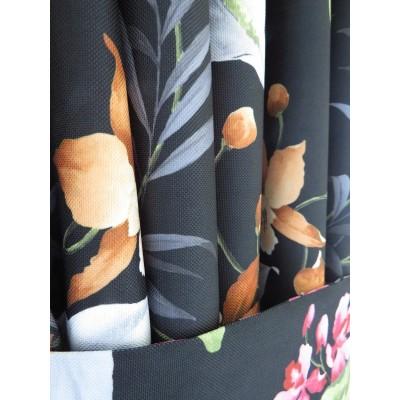 Zasłona kwiaty liście czarna 164 – Zasłony – zdjęcie 2