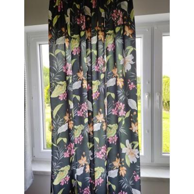 Zasłona kwiaty liście czarna 164 – Zasłony – zdjęcie 3