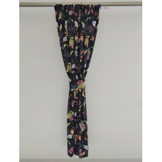 Zasłona kwiaty liście czarna 164 – Zasłony – zdjęcie 4